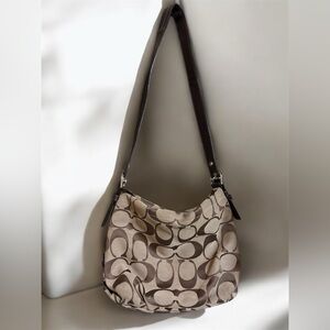 Coach Monogram Shoulder Bag - Brown and Black